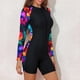 thumbnail image 3 of TaTaai Women Long Sleeve Zip Up One Piece Wetsuit Printed Modest Surf Swimsuit Stretch Ladies Beach Diving Wear UV Protection Quick-Drying Comfortable Swimwear Gift, 3 of 8