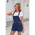 thumbnail image 3 of Pink Queen Women's Denim Classic Adjustable Straps Cuffed Hem Bib Overalls Shortalls S-2XL, 3 of 7