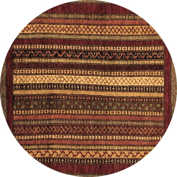 Ahgly Company Indoor Round Abstract Brown Modern Area Rugs, 5' Round