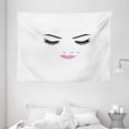 thumbnail image 1 of Eyelash Tapestry, Closed Eyes and Pink Lipstick Glamor Makeup Cosmetics Beauty Feminine Design, Wall Hanging for Bedroom Living Room Dorm Decor, 80W X 60L Inches, Pink Black White, by Ambesonne, 1 of 2