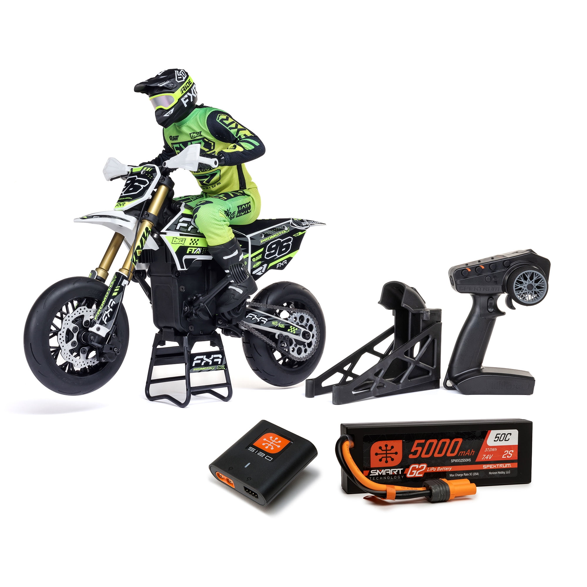 Losi RC Motorcycle Promoto-MX 1/4 RTR Combo LOS06002, Green