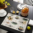 thumbnail image 3 of Navy Bohemian Placemats Set of 8, Geometric Abstract Stripes Vintage Beige Placemats for Dining Table, Place Mats for Kitchen Tabletop, Waterproof Wipeable Dining Table Mats Set, 3 of 9