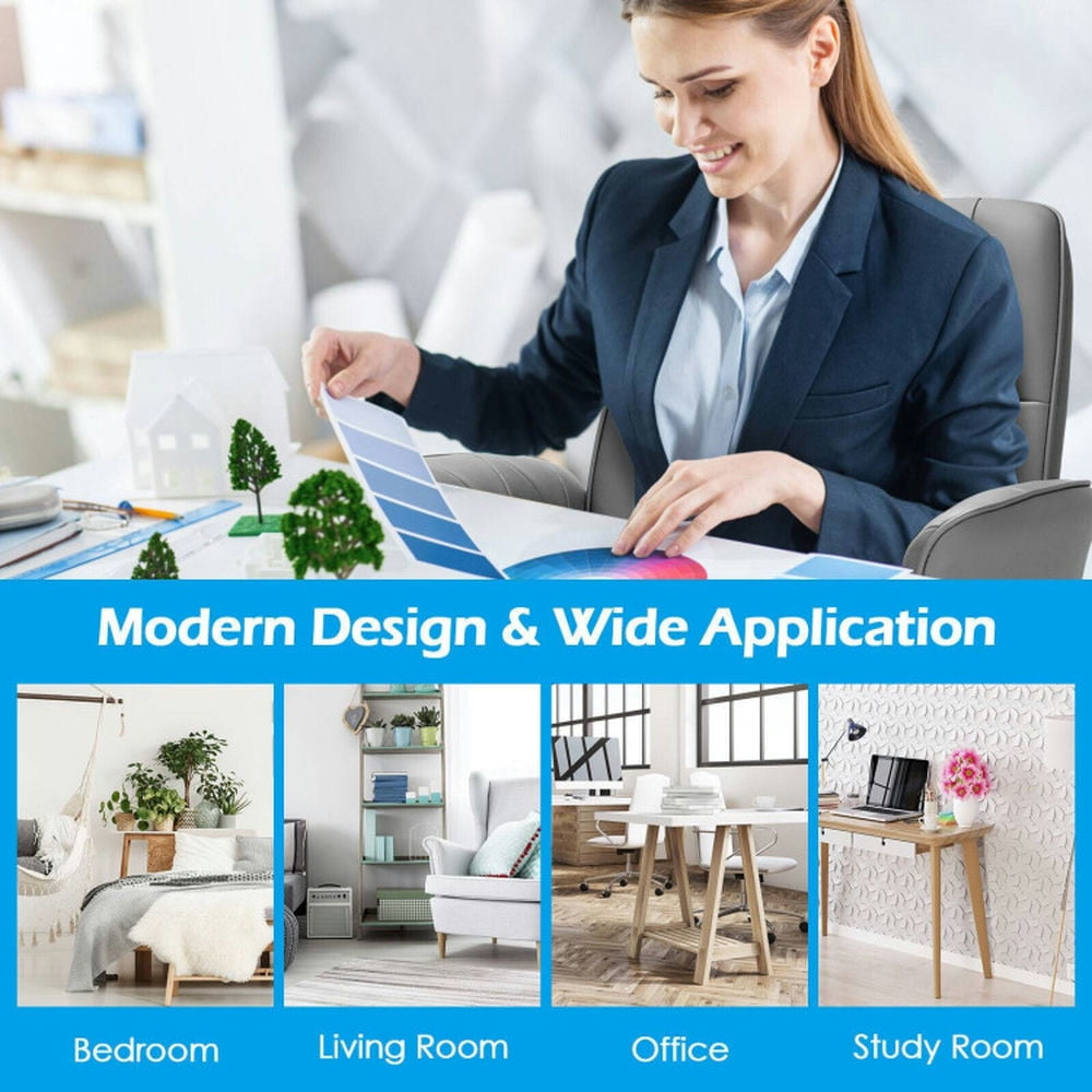 Demi Bonn Modern Home Office Leisure Chair, PU Leather Adjustable Swivel with Armrest for Home, Bedroom, Study, Gray