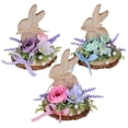 thumbnail image 4 of Letrero de madera de conejito de Pascua, adorno de escritorio con flores artificiales, centro de mesa para fiesta de primavera, bandeja escalonada, decoración del hogar, 4 of 8