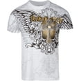 thumbnail image 1 of Sakkas Mads Mens Gold Cross & Wings Metallic Embossed T-Shirt Short Sleeve Cotton - White - Large, 1 of 2