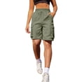 thumbnail image 4 of Women's 7'' Hiking Shorts Lightweight Athletic Golf Cargo Shorts with Zipper Pockets Quick Dry Summer Green M, 4 of 6