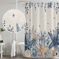 thumbnail image 5 of Blue Starfish Coastal Shower Curtain, Waterproof Shower Curtains for Bathroom, Eucalyptus Summer Nautical Shell Rustic Washable Fabric Bathtub Curtain Set Bath Decor with 12 Hooks 72"x78", 5 of 8