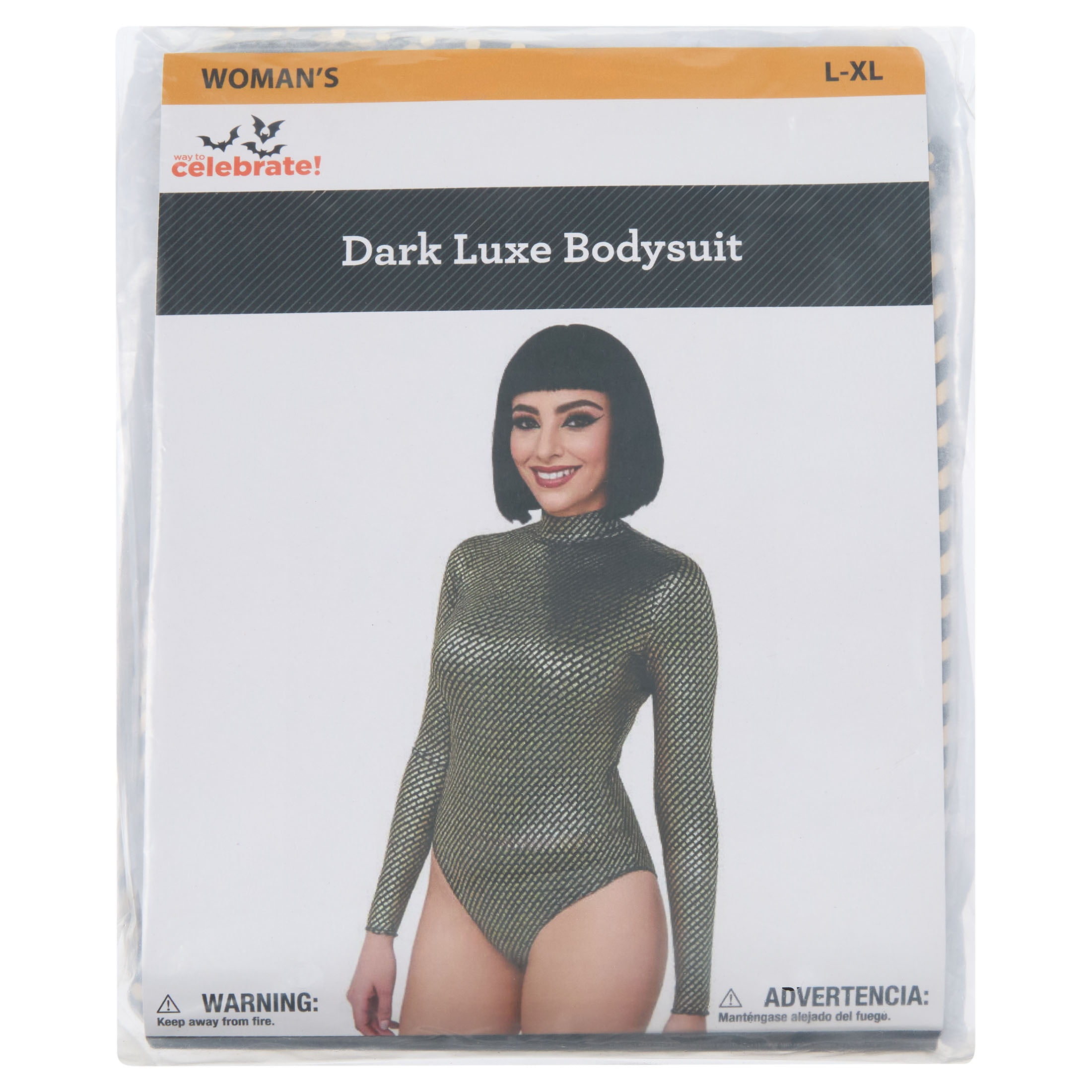 Dark Luxe Bodysuit Costume Accessory for Adults, Gold, L-XL, Halloween by Way To Celebrate
