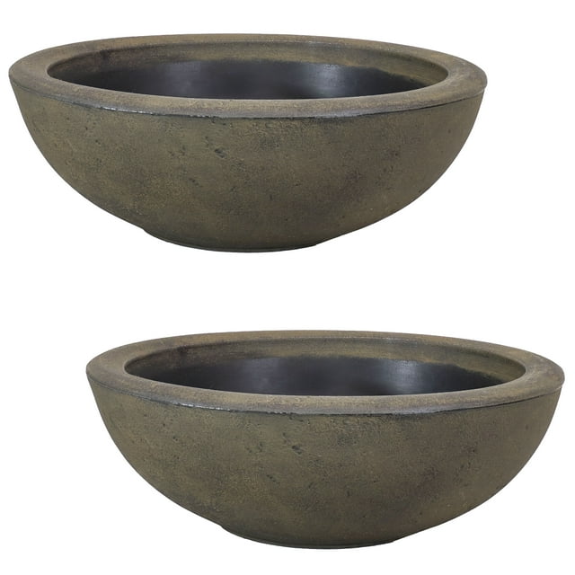 Sunnydaze Weather-Resistant Polyresin Double-Walled Percival Outdoor Flower Pot Planter - 20.75" - Sable - 2pk