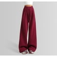 thumbnail image 4 of Pantalones drapeados de cintura alta y pierna ancha para mujer - Material de poliéster - Pantalones informales S-XL, 4 of 7