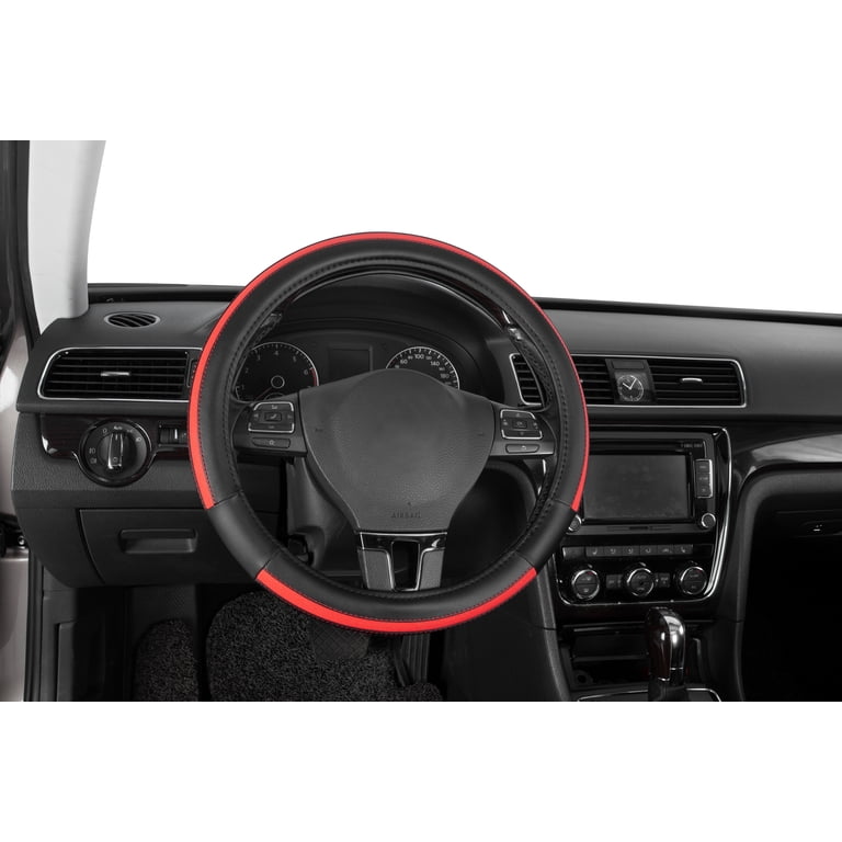Auto Drive Sports Steering Wheel Cover, Red-Black, Universal Fit photo 1