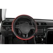 Auto Drive 1-Piece Car Steering Wheel Cover Soft Leather Sports Red - Universal Fit, 23SWC230