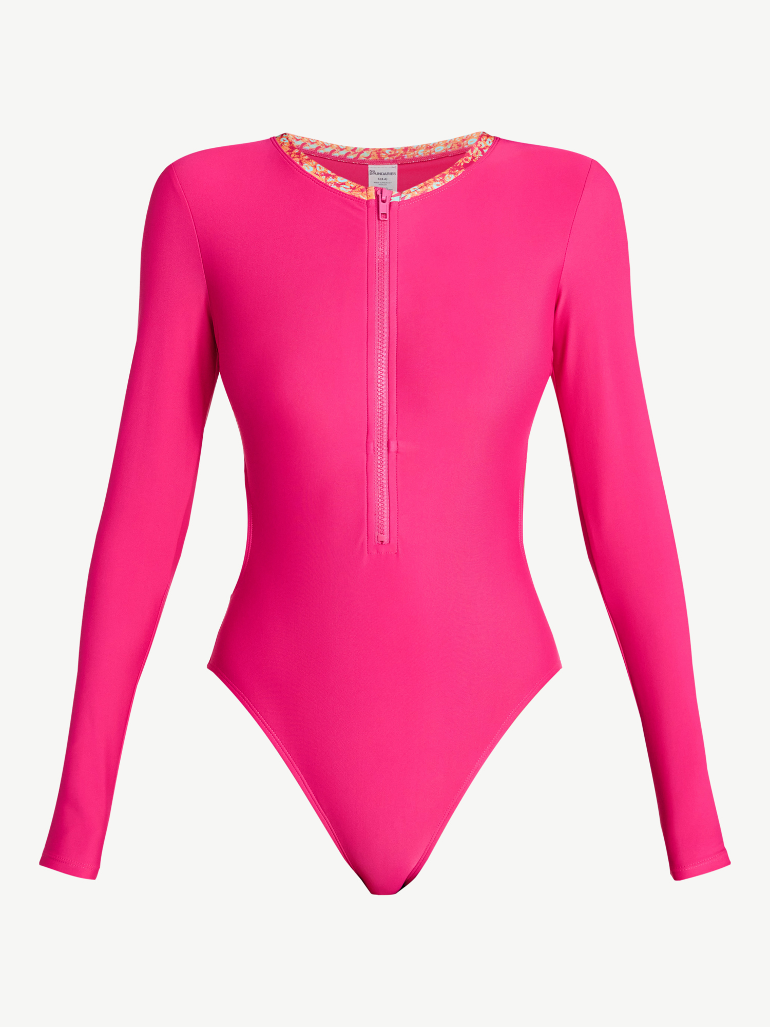 No Boundaries Ohana Cutout One-Piece Swimsuit with Long Sleeves, Women's XXS-XXL