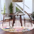 thumbnail image 3 of Round Rug 7Ft Washable Non-Slip, Bunny Easter Circle Area Rugs for Living Room Bedroom, Pink Eggs Plaid Spring Floral Farmhouse Indoor Floor Mats Carpet Runner for Home Decor Aesthetic, 3 of 8