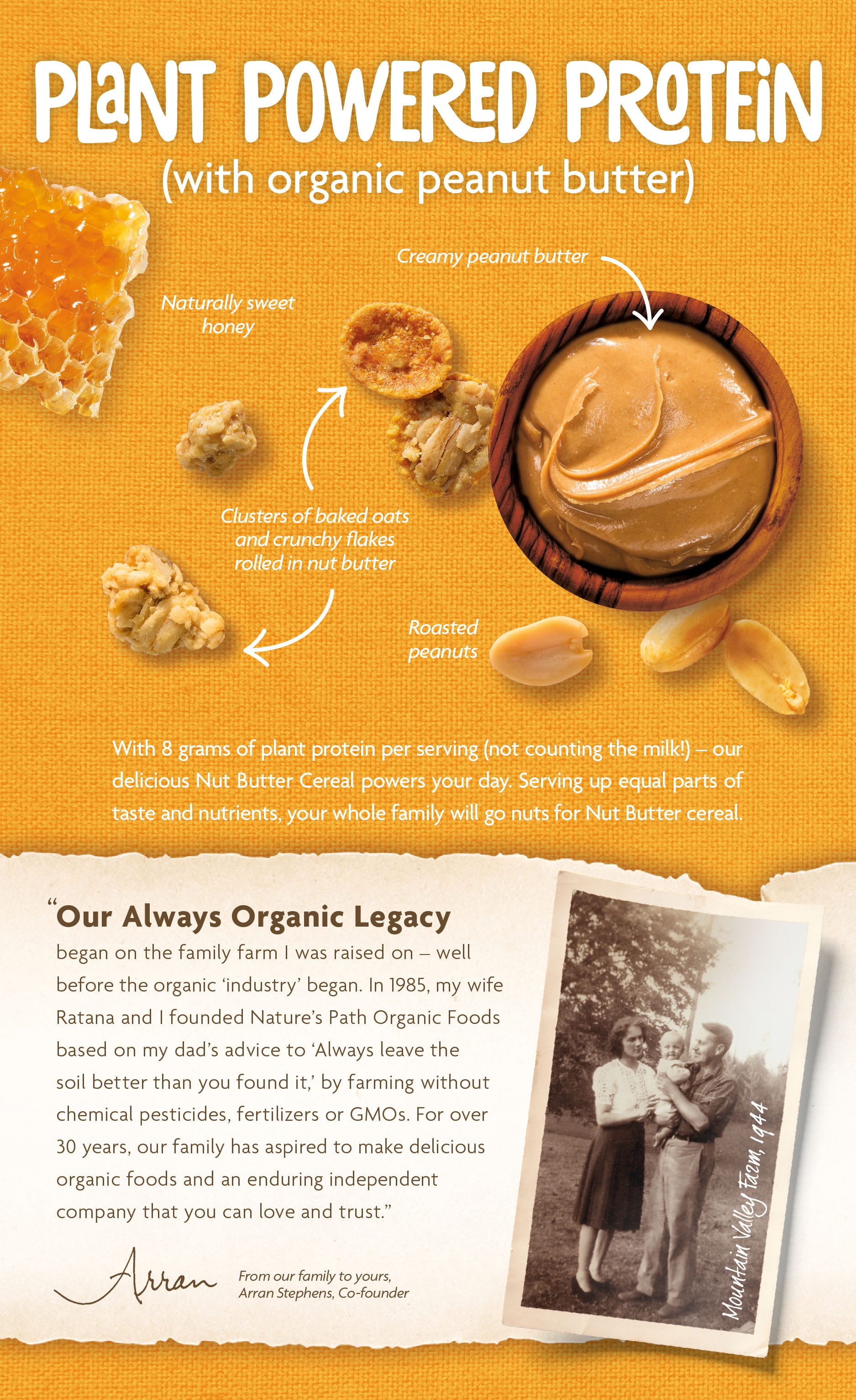 Nature's Path Organic Honey and Peanut Nut Butter Crunch Cereal, 10 oz