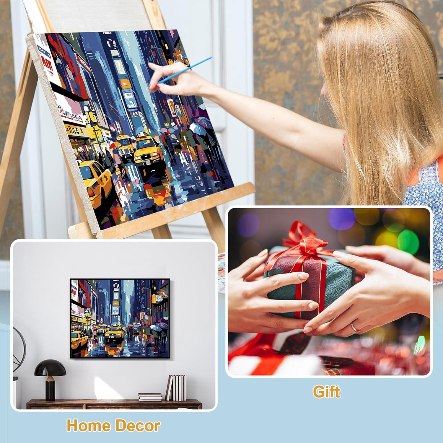 Qoosea Paint by Numbers Kit for Adults with Framed Canvas, Paint by Number Arts Crafts Kits with Painting Brushes, Acrylic Paint, Home Decor Wall Decor 11.8 * 9.4 inch