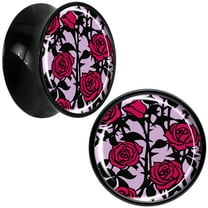 Body Candy 5/8" 2PC Black Acrylic Blossom Creation Love of Roses Saddle Plugs Double Flare Plug Ear Plug Gauges 16mm