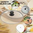 thumbnail image 3 of 11" Tempered Glass Lid for Frying Pan Pot, Clatine Replacement Cover with Black Knob Stainless Steel Rim for 11 inch Cookware, Skillets, Cast Iron, Cast Alluminium Pans, 28CM, 3 of 7