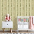 thumbnail image 3 of Peel and Stick Wallpaper Vintage Floral Geometric Olive Green Cream Tones Wall Mural 23.6in x 9.8ft Self Adhesive Removable Wall Paper Renter Friendly Wallpaper for Bedroom Studio Lake House, 3 of 8