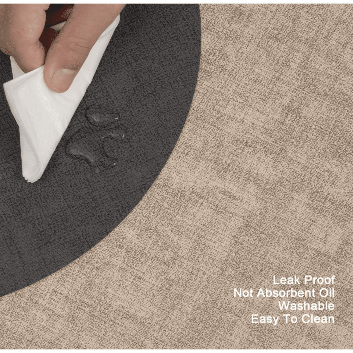Round Placemats Dual Sided, Faux Leather Place Mats Set of 4 Indoor Placemats for Dining Table Outdoor Placemats Non-Slip Washable Table Mats (Gray Beige, Set of 4)