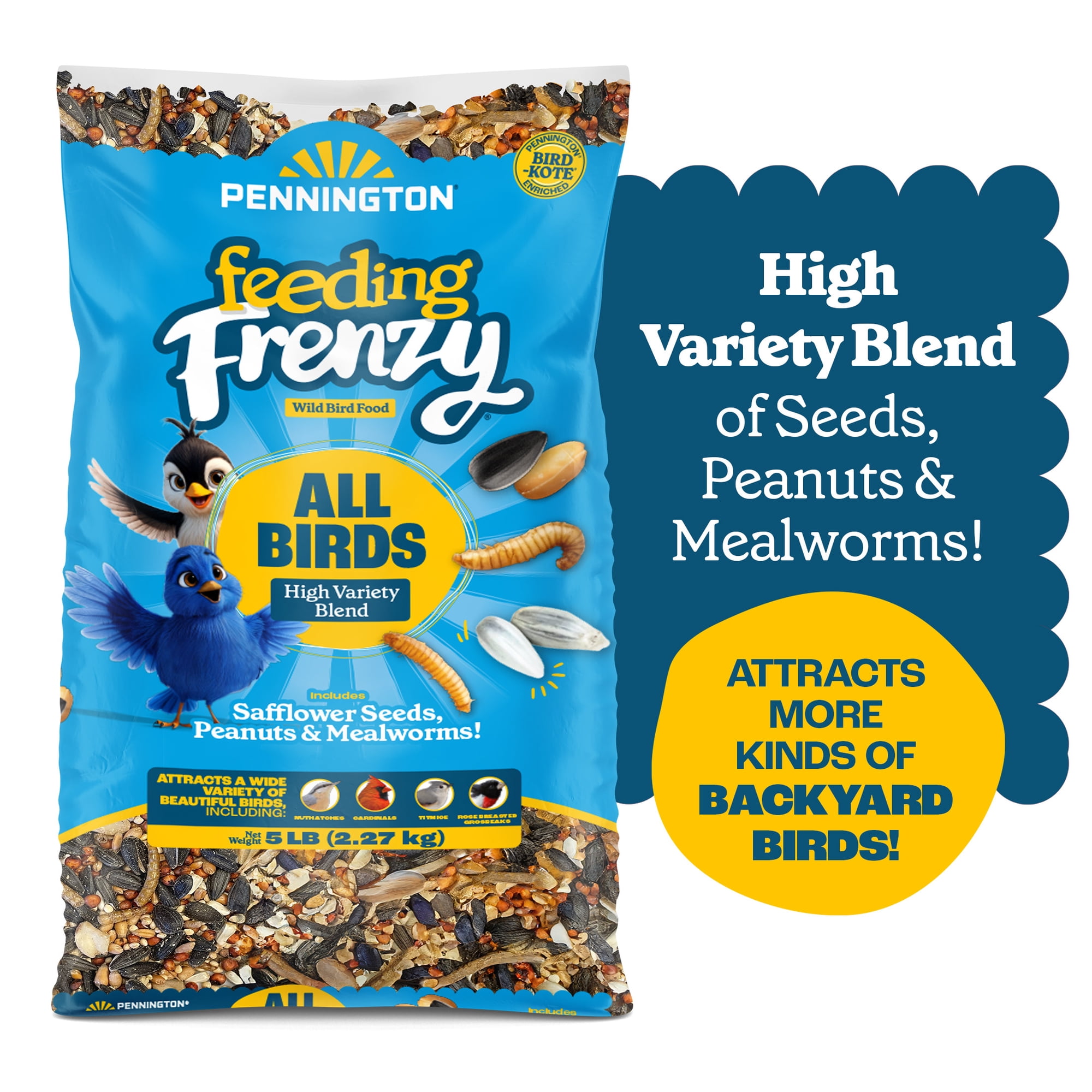 Pennington Feeding Frenzy Wild Bird Seeds, Wild Bird Food Mix, 5 lb.