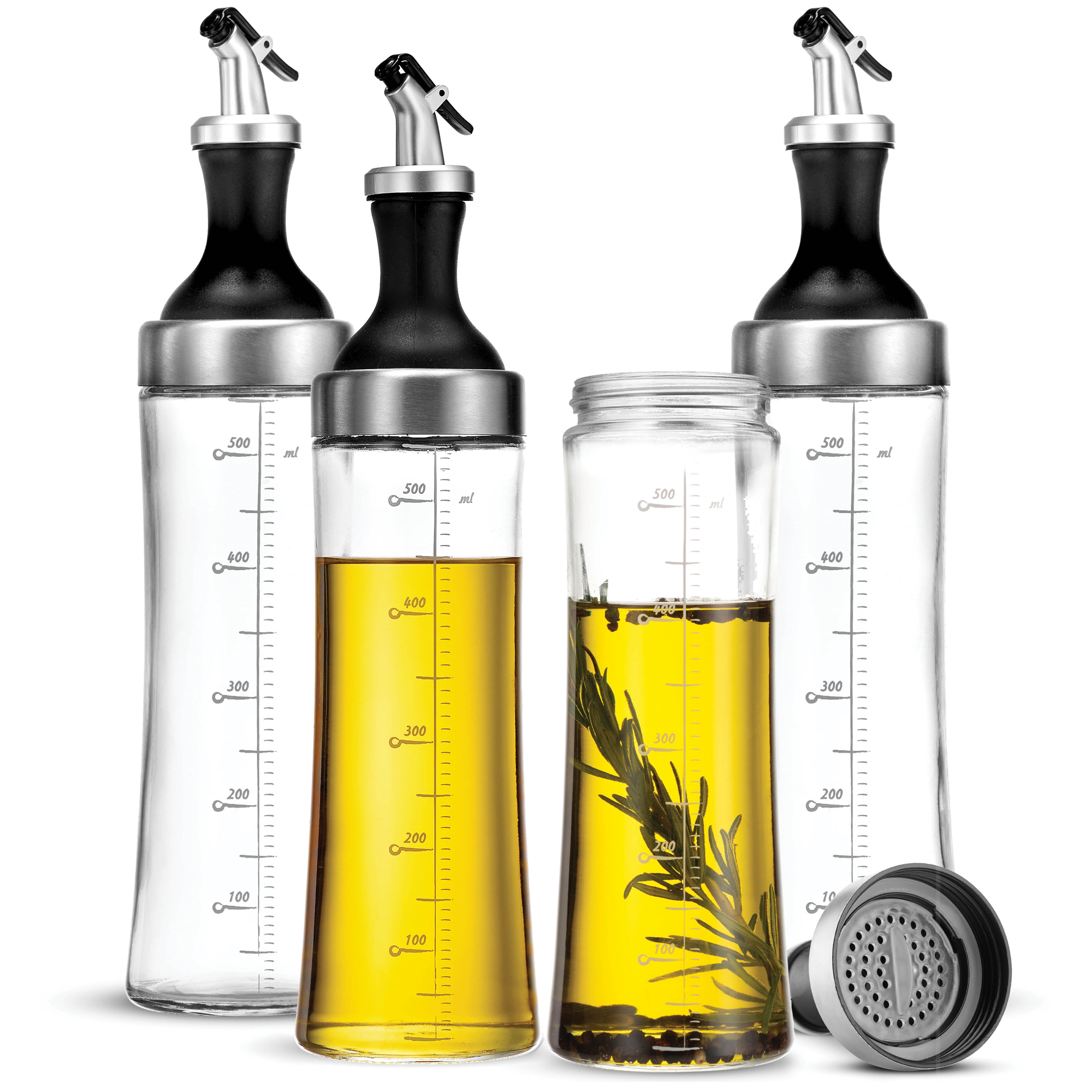 18 Oz Superior Glass Oil and Vinegar Dispenser, Set of 2 Wide Opening