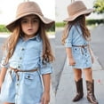 thumbnail image 4 of Mode Tout-Petits Bébé Enfants Filles Princesse Denim Manches Longues Robes de Fête Vêtements, 4 of 4