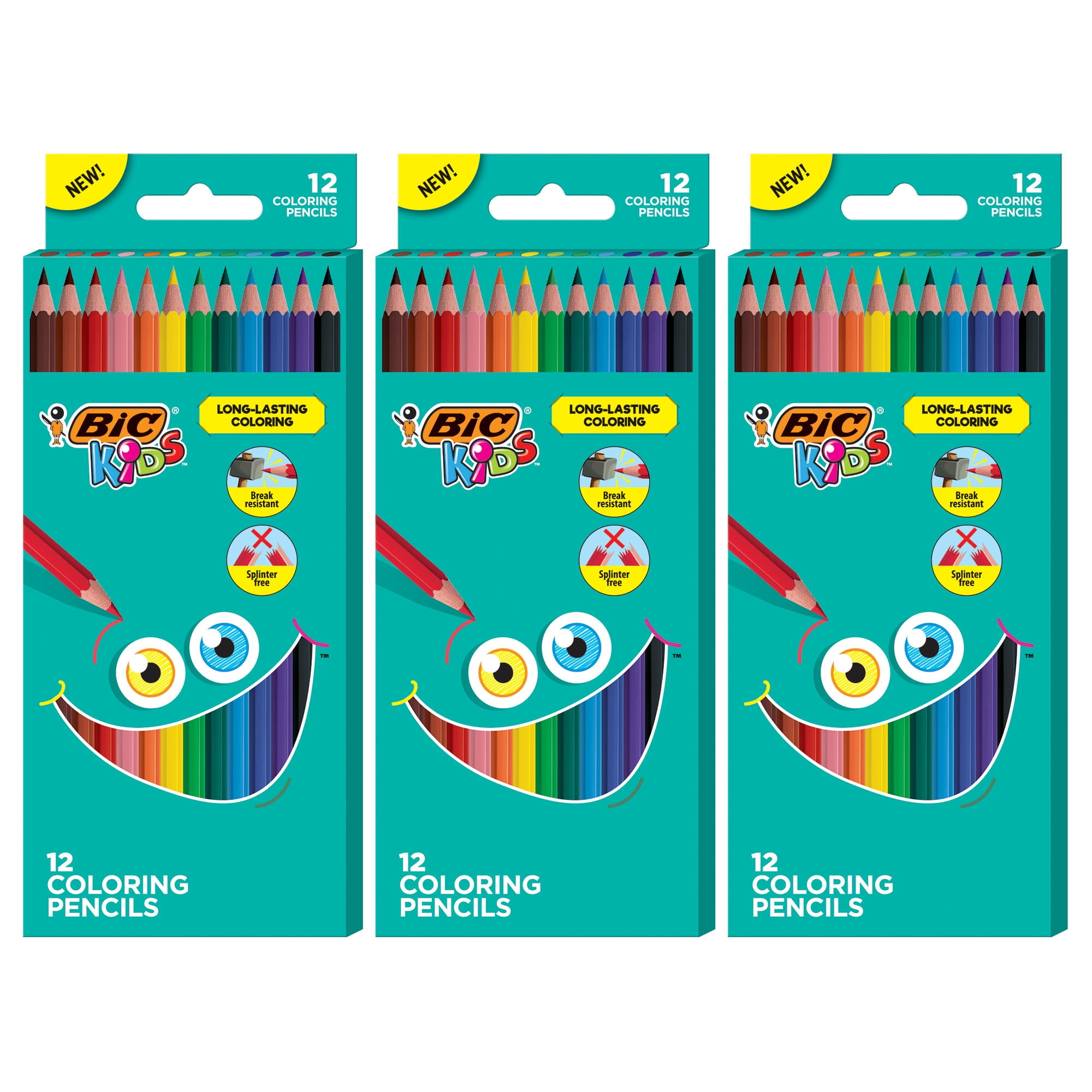 New 3 Packs of 12 Colored Pencils Assorted Colors Kids Coloring Pencils 