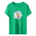 thumbnail image 2 of Hauts d'Été pour Femmes, Blouses Décontractées Élégantes 2024, T-Shirts à Manches Courtes Imprimés, Col Rond, Ample, Vert, 2 of 5