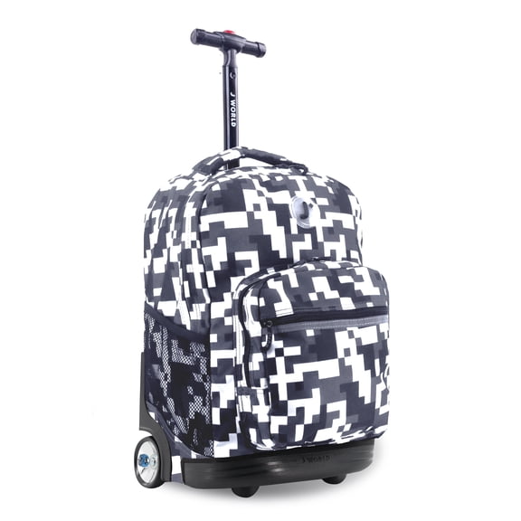 J World Boys and Girls Sunrise 18" Rolling Backpack for School and Travel, Camo