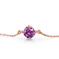thumbnail image 2 of Gem Stone King 18K Rose Gold Plated Silver Fancy Purple Zirconia Solitaire Bracelet for Women (0.84 Cttw, Round Cut 6MM), 2 of 3