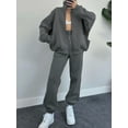 thumbnail image 2 of Luethbiezx Fashionable Women's Two Piece Outfit Set with Stand Collar Sweatshirt and Pants, 2 of 9