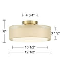 thumbnail image 6 of Possini Euro Design Ceiling Light Semi Flush Mount Fixture 12 1/2" Wide Plated Gold 2-Light Sheer Fabric Outer Opal White Glass Drum Shade for Bedroom, 6 of 6