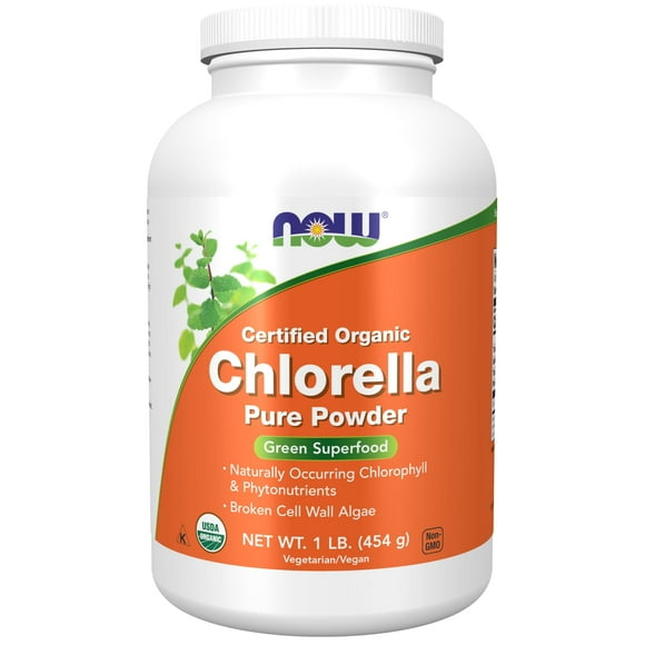 Suplementos NOW Foods de clorella orgánica en polvo, 454 g