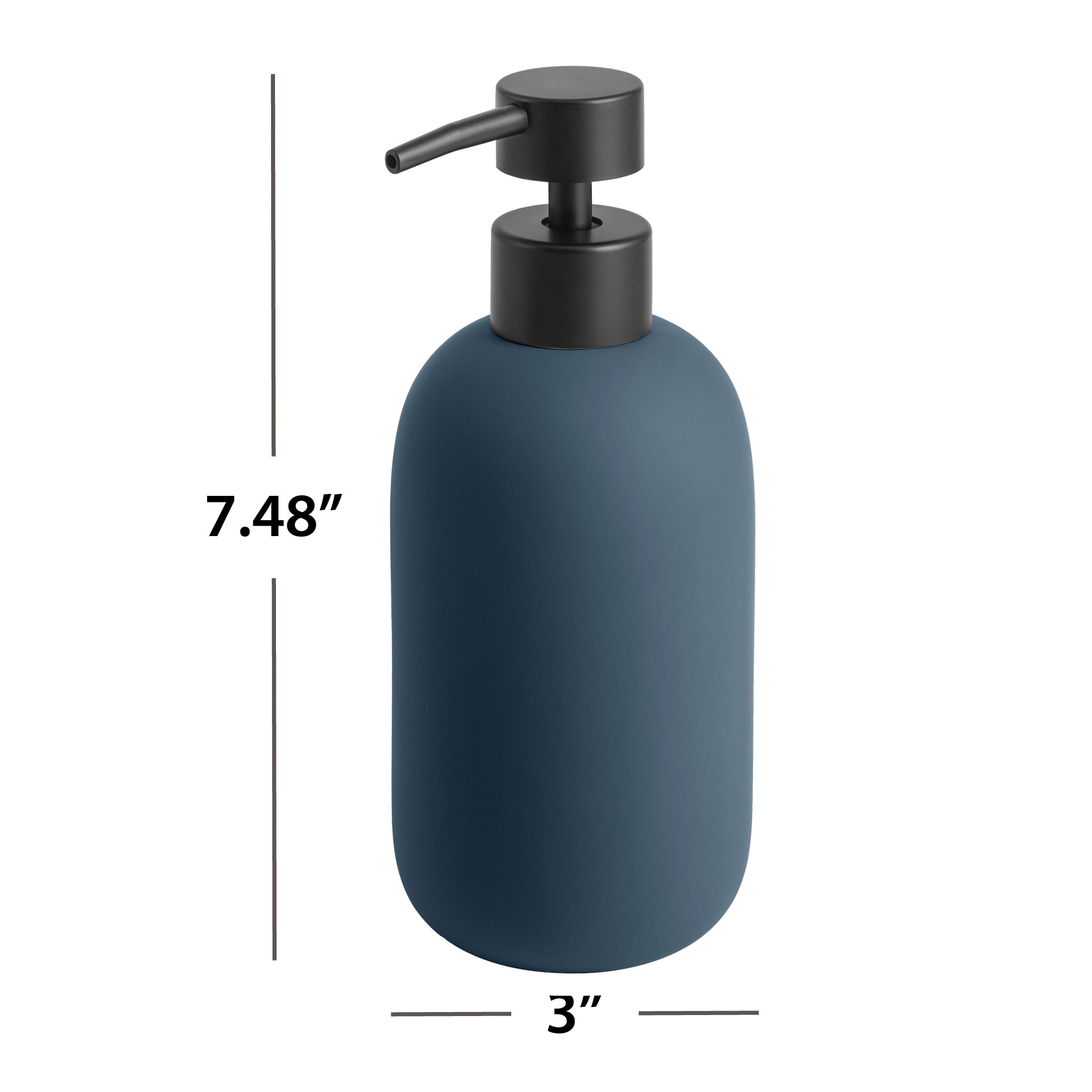 Mainstays Blue Soft Touch Ceramic Lotion Pump Dispenser with Matte Black Pump