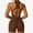 Brown, variant on Women's Backless One-Piece Activewear Romper with Open Back Design- Large, Brown