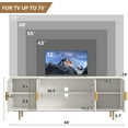 thumbnail image 2 of ARTPOWER Modern TV Stand for TVs up to 70+ inch, Glass Door Television Console Table with Gold Leg, Entertainment Center with Storage Cabinet, Wood Media Furniture for Bedroom, Living Room, White, 2 of 7