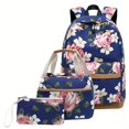 thumbnail image 1 of 3pcs Backpack Lunch Bag And Pen Bag Set, Oxford Cloth Female Middle School Student Schoolbag, Computer Bag Outdoor Backpack, 1 of 5