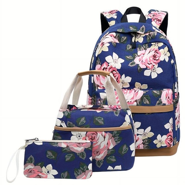 3pcs Backpack Lunch Bag And Pen Bag Set, Oxford Cloth Female Middle School Student Schoolbag, Computer Bag Outdoor Backpack