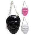thumbnail image 2 of Sac à Tête Squelette Halloween PU Fermeture Éclair Sac Bandoulière Crâne Grande Capacité Sacoche Effrayant Sac Chaîne Squelette Couleur Unie, 2 of 6