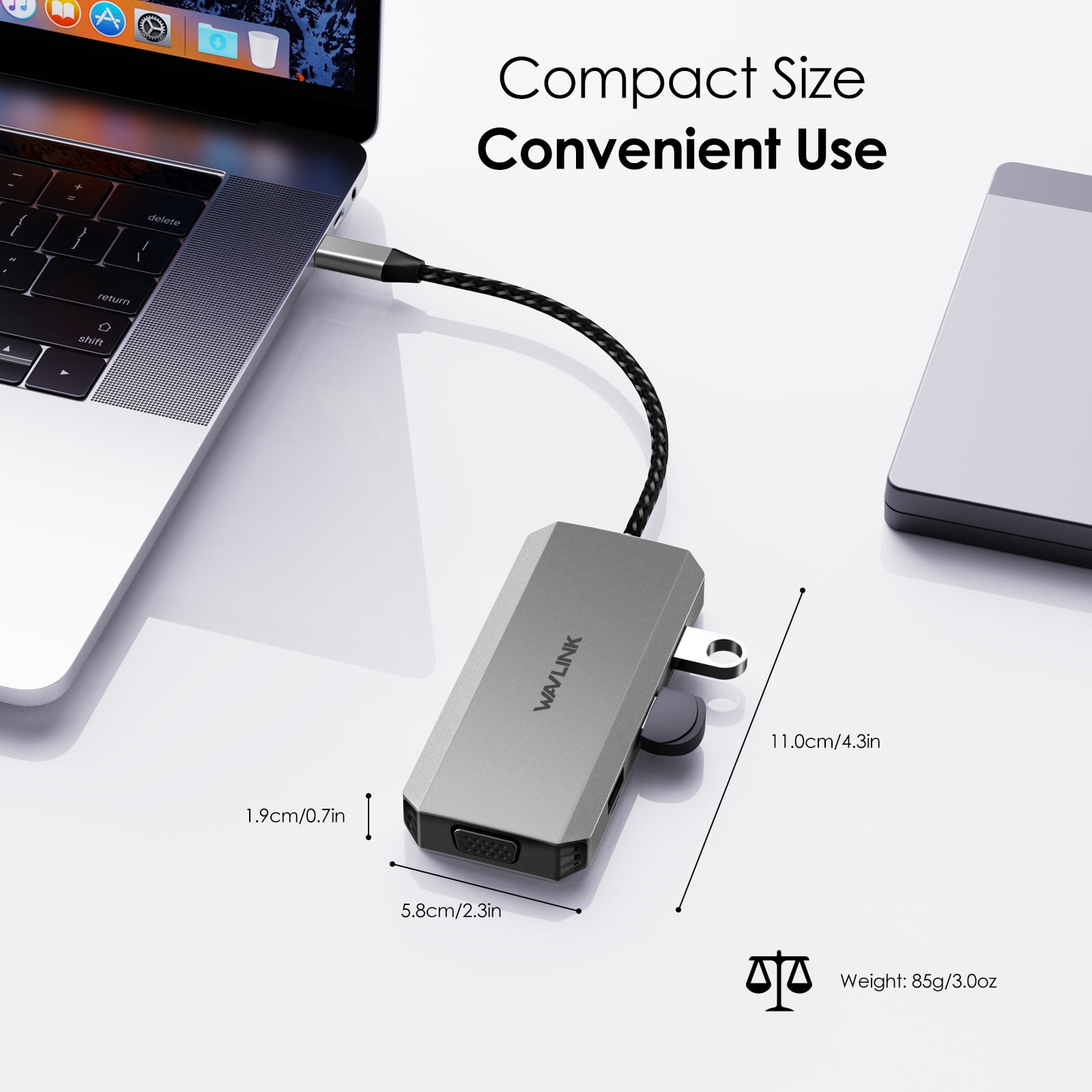 WAVLINK 7-IN-1 Multiport Adapter USB C Laptop Docking Station Quad Monitor with dual 4K HDMI, 4K DP, VGA, 3xUSB2.0