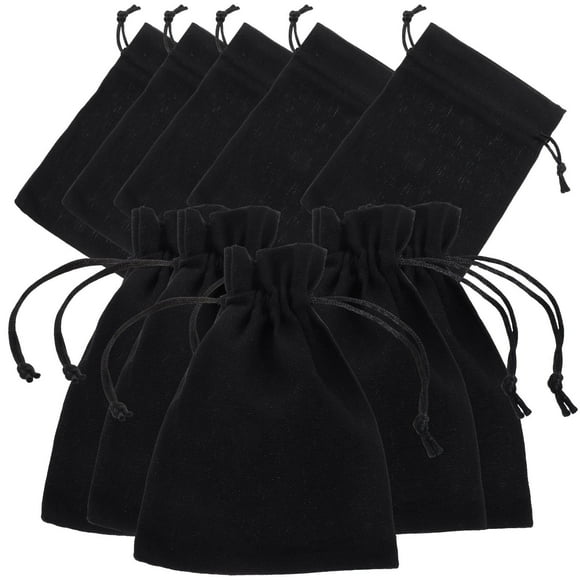 HEALEEP 10Ud Bolsas Compactas Con Cordón De Lino Negras Para Joyería Y Regalos