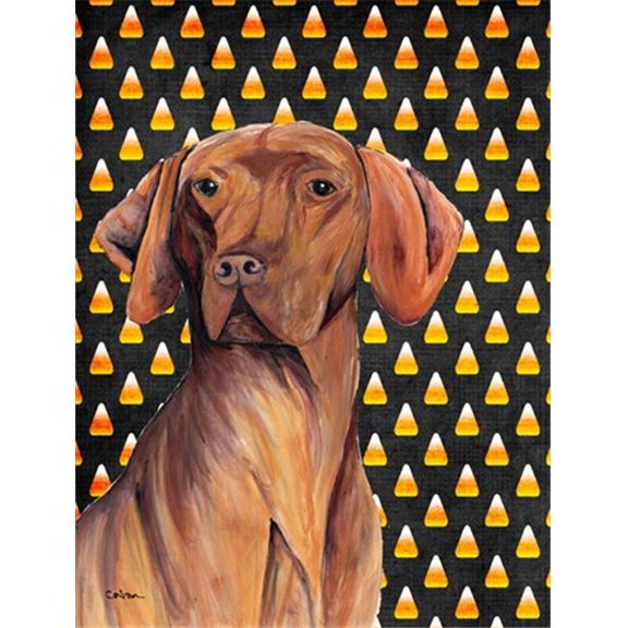 Vizsla Candy Corn Halloween Portrait Flag - Garden Size, 11 x 15 in.