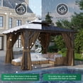 thumbnail image 2 of Clouddwell 12'x12' Hardtop Gazebo - Polycarbonate Double Roof with Netting & Curtains for Patio, Garden Sun Protection,Browm, 2 of 6