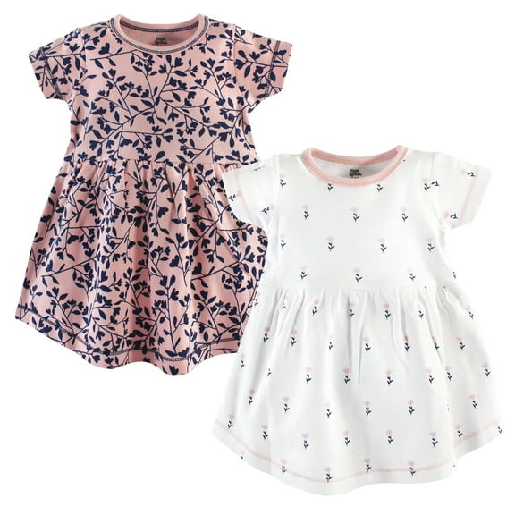 Luvable Friends Yoga Sprout Short-Sleeve Dresses 2pk, Sweet Floral Bloom, 0-3M