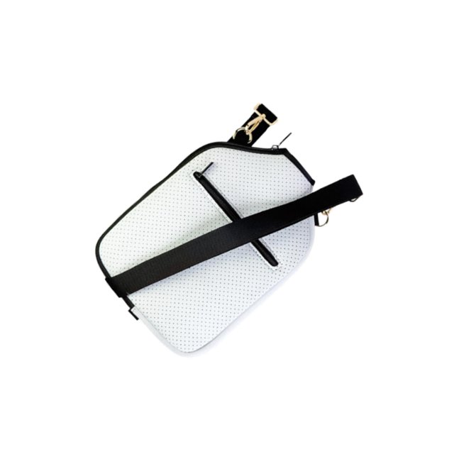 Maoww Neoprene Paddle Cover Case with Shoulder Strap Storage Carrier Racket Sleeve White White 20x28cm