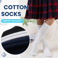 thumbnail image 4 of Kids Knee High Socks Boy Girls Cotton School Uniform Breathable Casual Sports Socks 3 Pairs, 4 of 6