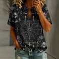 thumbnail image 2 of Bovemsi Business Casual Tops for Women Soft Stand‑Collar V‑Neck Short‑Sleeve Loose‑Fit Printed Blouse Fashion Outfits Clothes XXL, 2 of 4
