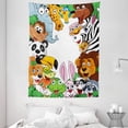 thumbnail image 1 of Nursery Tapestry, Wild Jungle Animals Tropical Fauna Family Collection Happy Faces in Cartoon Style, Wall Hanging for Bedroom Living Room Dorm Decor, 60W X 80L Inches, Multicolor, by Ambesonne, 1 of 2