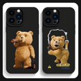 thumbnail image 2 of Highend Black Cartoon Bear Phone Case For iPhone 15 14 13 12 11 Pro Max X XS Max XR Mini 8 7 14 15Plus Matte Soft Silicone Cover, 2 of 5